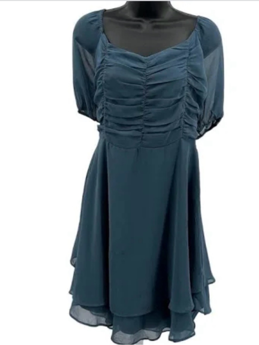 Altar'd State Slate Blue Ruched Bodice Mini Dress